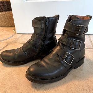 Frye Black Leather Moto Boots size 6